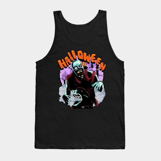 Zombie Invasion Apocalypse Happy Halloween Tank Top by Noseking